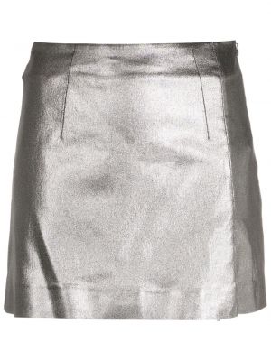 Viskózové mini sukně s vysokým pasem na zip Olympiah - stříbrná
