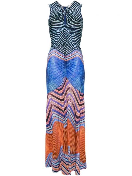 Modré dlouhé šaty s potiskem s abstraktním vzorem Ulla Johnson