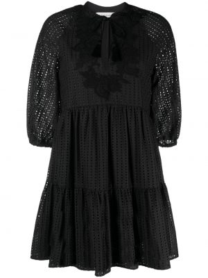 Памучна мини рокля Ermanno Firenze черно