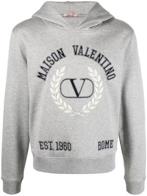 Kapučdžemperis ar izšuvumiem Valentino Garavani pelēks