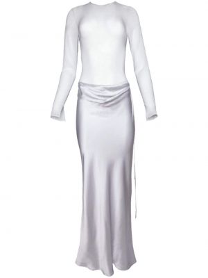Μάξι φόρεμα με διαφανεια ντραπέ Christopher Esber ασημί