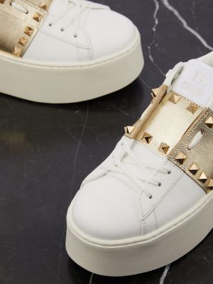 Sneakers di pelle con platform Valentino Garavani bianco