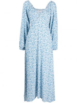 Kvetinové midi šaty s potlačou Faithfull The Brand modrá