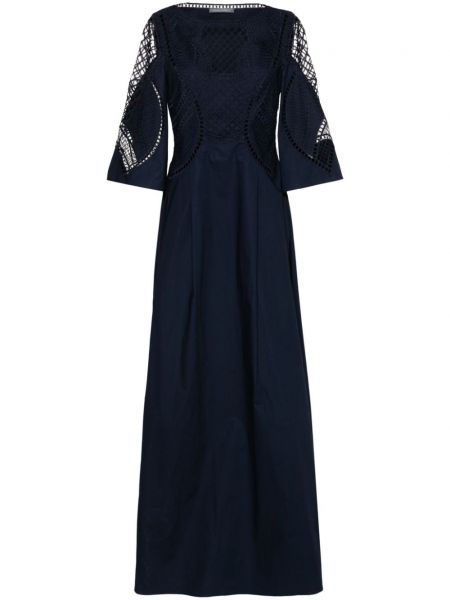 Вечерна рокля с дантела Alberta Ferretti синьо