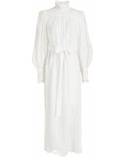 Bílé plátěné šaty ke kolenům Zimmermann