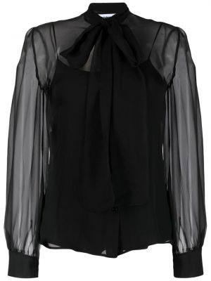 Bluză de mătase transparente Moschino negru