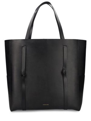 Kožená nákupná taška Janessa Leone čierna