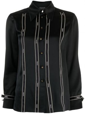 Svilena bluza Chanel Pre-owned črna