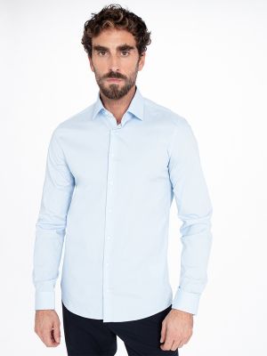 Camisa de algodón Calvin Klein azul