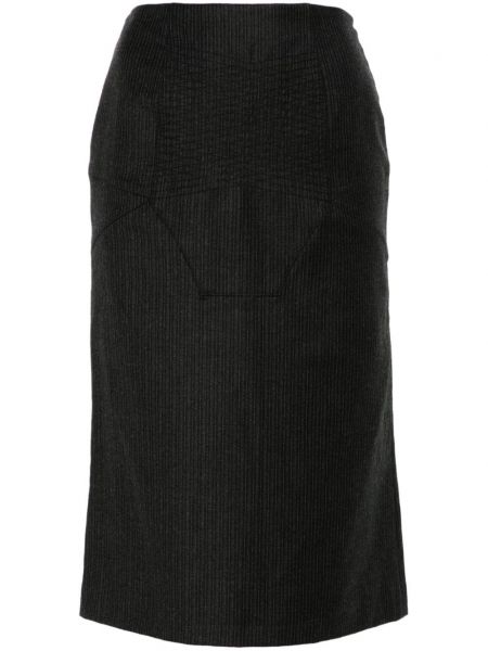 Ριγέ μάλλινος φούστα με σχισμή John Galliano Pre-owned