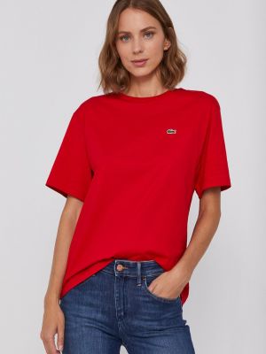 Koszulka bawełniana Lacoste czerwona