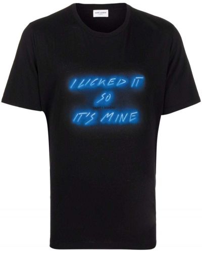 T-shirt avec imprimé slogan à imprimé Saint Laurent noir