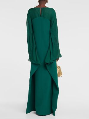 Robe longue en soie en crêpe Safiyaa vert