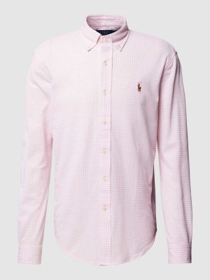 Koszula na guziki bawełniana puchowa Polo Ralph Lauren różowa