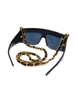 Leder sonnenbrille Chanel Pre-owned schwarz