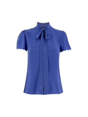 Jedwabna haftowana bluzka Etro niebieska