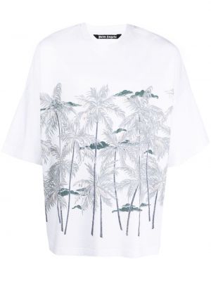 Тениска с принт Palm Angels бяло