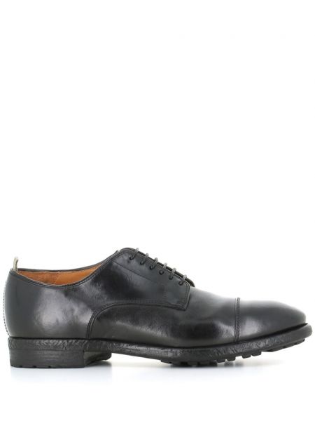 Spitzen leder schnür derby schuhe Officine Creative schwarz