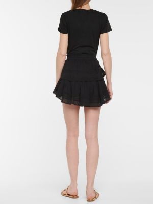 Βαμβακερή φούστα mini με βολάν Loveshackfancy μαύρο