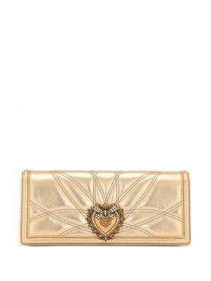 Кожени чанта за ръка Dolce & Gabbana златисто