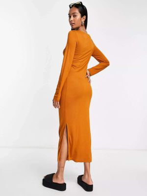 Платье миди из джерси French Connection оранжевое