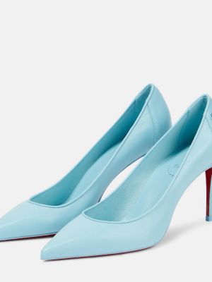 Кожени полуотворени обувки Christian Louboutin синьо