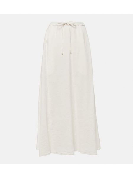 Falda larga de lino de terciopelo‏‏‎ Velvet beige