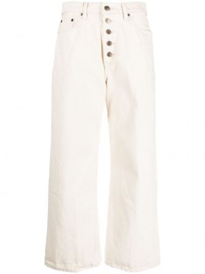Voľné kožené džínsy s prackou Polo Ralph Lauren biela
