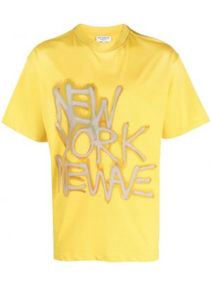 Тениска с принт Honey Fucking Dijon жълто