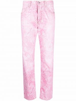 Pantaloni dritti con stampa paisley Etro rosa