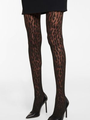 Pančuchové nohavičky s potlačou s leopardím vzorom Wolford čierna