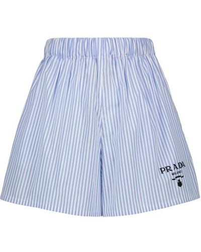 Shorts en coton à rayures Prada bleu