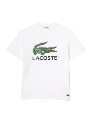 Pikowana koszulka oversize Lacoste biała