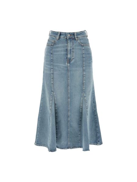 Spódnica jeansowa z baskinką Ganni niebieska