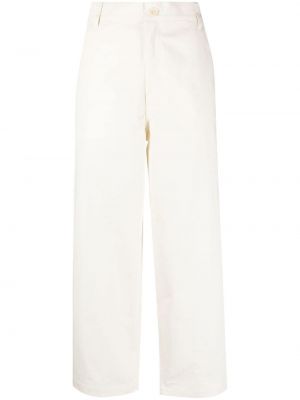 Puuvillased tikitud sirged püksid Maison Kitsuné valge