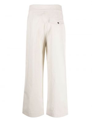 Plisované bavlněné kalhoty relaxed fit Margaret Howell bílé