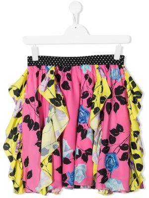 Ruffle trykt floral mini skjørt for jenter Msgm Kids rosa