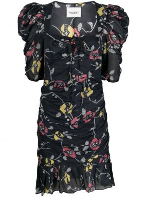 Obleka s cvetličnim vzorcem s potiskom Marant Etoile črna