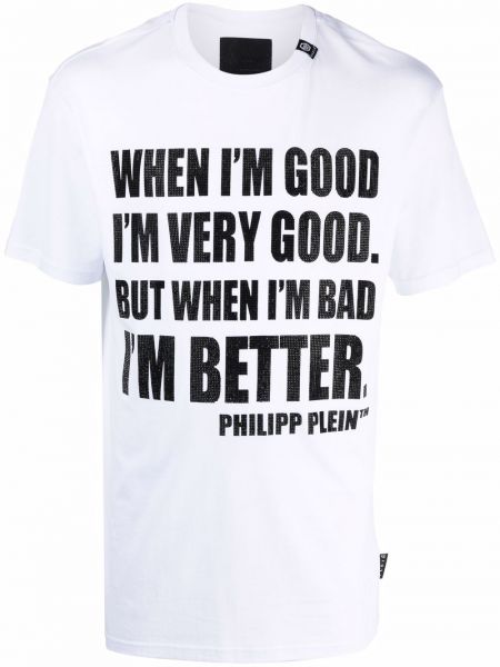 Camiseta con estampado de cristal Philipp Plein blanco