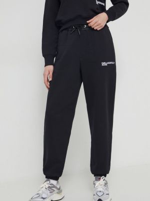 Sportovní kalhoty s aplikacemi Karl Lagerfeld Jeans černé