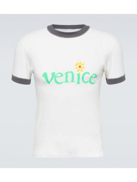 T-shirt di cotone con stampa in jersey Erl bianco