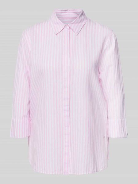 Lniana bluzka w paski Brax różowa