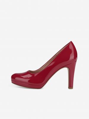 Полуотворени обувки с ток Tamaris червено