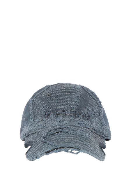 Gorra desgastada de algodón Balenciaga azul