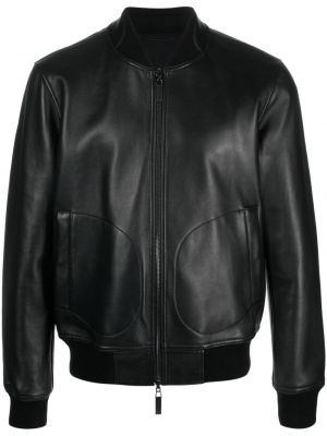 Obojstranná kožená bunda Emporio Armani čierna