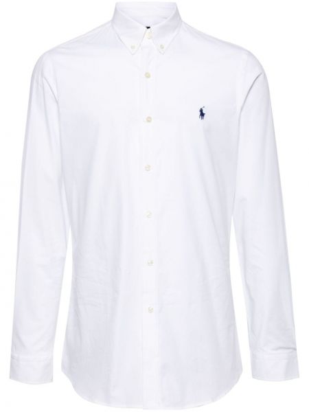 Kokvilnas kokvilnas polo krekls ar izšuvumiem Polo Ralph Lauren pelēks