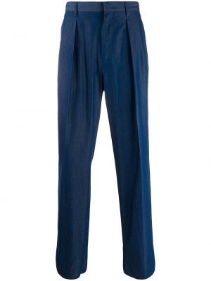 Plisované rovné kalhoty Valentino modré