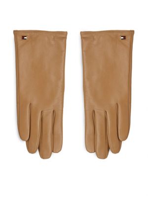 Béžové kožené rukavice Tommy Hilfiger