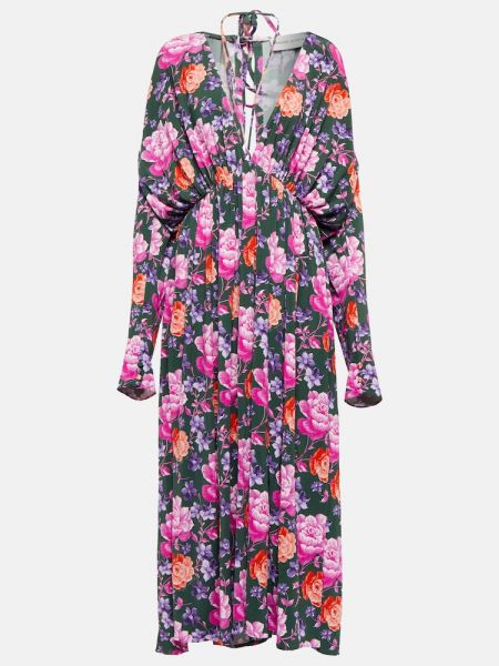 Sukienka midi z wiskozy w kwiatki Magda Butrym - fioletowy