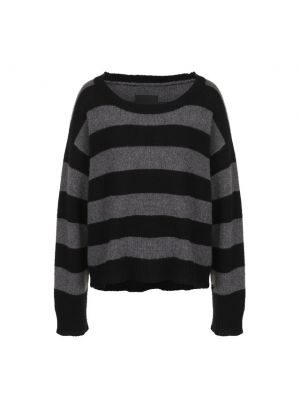 Кашемировый пуловер в полоску с круглым вырезом Rta, серый